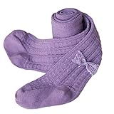 子供赤ちゃんの女の子かわいいレースのボウのタイツストッキング暖かいレギンスパンティストッキングパープル4-6Y