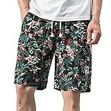 ショートパンツ メンズ Dafanet ハーフパンツ メンズ スポーツ 七分丈 大きいサイズ 花柄 プリント ハワイスタイル ゴムウェスト スイムショーツ スポーツ ビーチパンツ サーフパンツ 短パン