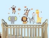 Baby Nursery /子供部屋壁デカール（ツリー、ライオン、モンキーズ、象、Hippoと成長チャート) Mini Animals Only ゴールド Exp_MiniAnimals_Pride