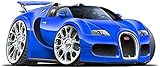 12" 2010 Bugatti Veyron Grand Sport BLUE sports cartoon car Wall Graphic Sticker Decal Home Kids Roo