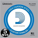 D'Addario PL009 バラ弦 5本セット Plain Steel ダダリオ エレキギター弦 【国内正規品】