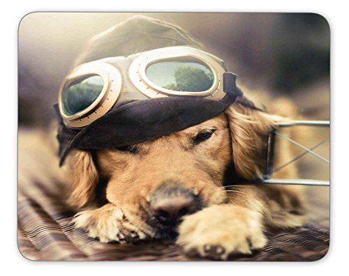 かわいい子犬が帽子と眼鏡をかけるのマウスパッドー滑り止め加工処理 防水材質 疲労軽減 マウスパット