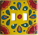 Canary Talavera Ceramic Double Switch Plate by Fine Crafts & Imports