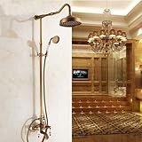 LightInTheBoxアンティークシャワーシステム雨シャワー/ Handshower Included with 2つセラミックバルブハンドル3つ穴アンティーク真鍮、シャワーの蛇口