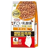チャオ (CIAO) すごい乳酸菌 クランキー チキン味 190g×4袋 猫用 ドライフード