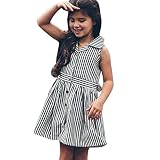 Transer幼児用子供用ベビーガールズ服ストライプノースリーブベルトチュチュプリンセスドレス カラー: ブラック