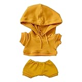 niannyyhouse　15cm ぬいぐるみ 服　ストレッチ　ソリッドカラー　スポーツウェア　パーカー　ズボン　着せ替え　綿人形　アクセサリー (yellow, 15cm)