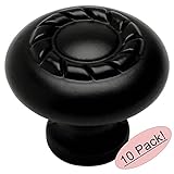 Cosmas 4113 FBフラットブラックロープ/スクロールキャビネットハードウェアノブ – 1 – 3 / 16 "インチ直径 – 10パック