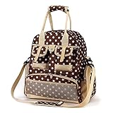 Babyhugs? 5pcs Fashion Mummy 4-way Nappy Changing Diaper Backpack Bag - Brown with White Polka Dots 