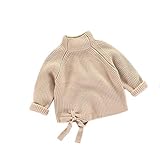 Pojour ベビー服 子供服 女の子ニットセーター 冬 防寒 かわいいリボントップス おしゃれ 暖かい 厚手 綿 ベビールームウェア キッズ 丸首 子供 ガールズ トップス