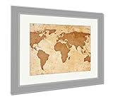 AshleyキャンバスヴィンテージMap of the World、壁アートホーム装飾、ag6568969 34" x 40", Silver Frame 6568969-AFPL1-SC24