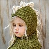 ガールズ帽子　子供用　恐竜デザイン帽子　可愛い編みハット　防寒防風　秋冬対応　暖かみ (グリーン)