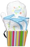 Dee Givens & Co-Raindrops 84510 Blue Whale Bubbles n Stripes Wash Cloth Gift Set - Blue - 9 in. x 9 