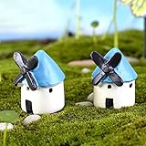 Generic Bluee : 1Pcs Windmill DIY Resin Fairy Garden Craft Decoration Miniature Micro Gnome Terrariu
