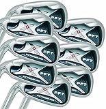 左利き用 PFT X9 エクストリーム MOI アイアンセット + 2インチ オーバーXL ビッグ＆トール シニア メンズ コンプリート 8ピース アイアンセット (4-SW) シニアフレックスA フレックスクラブ (トール 6フィート3インチ+ / +2インチオーバー) ジャンボブラックプロベルベットグリップ