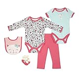 Baby Gear 5pc新生児Girl Character Long &半袖ボディスーツ&パンツセット カラー: ピンク