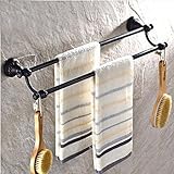 Senlesen Luxury Oil Rubbed Bronze Towel Rack Holder Dual Towel Bars Flower Carved Towel Rack [並行輸入品]