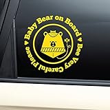 Baby Bear on Boardガールビニールデカールラップトップ車トラックバンパーウィンドウステッカー – イエロー
