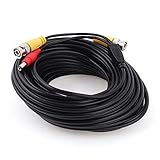 uxcell　ビデオケーブル　DC電源プラグ　CCTV　セキュリティカメラ　BNCオス －オス　 2.1mmx5.5mm 　 20M