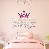 Custom Made Once Upon a Time Personalized Name Princess Crown Wall Decal Wall Stickers Quotes Art Nu