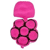 ROSENICE 新生児　手作り　かぎ針編み　ビーニー帽子服　赤ちゃん　写真小道具 (ロージー)