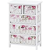 ランドリーチェスト(洗面所収納/ランドリー収納) 4段 幅50cm 木製 花柄バスケット収納付き ホワイト(白) 【完成品】 【代引不可】 生活用品 インテリア 雑貨 日用雑貨 洗濯用品 ハンガー top1-ds-1314337-ak [簡