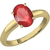 10 Kゴールド9 x 7 mmオーバルカットルビーレディースソリティアブライダル婚約リング (USA リングサイズ 10)