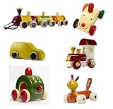 Ceejayおもちゃセットの6カラフルな木製Baby Cars and Toys with Wheels