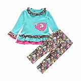 LittleSpring春秋 ベビー 女の子 セットアップ かわいい 長袖 ｔシャツ フリル レギンス 普段着 部屋着 ホームウェア18M