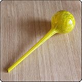 Lautechco 吹きガラス鉢植簡易給水器　花植物給水器　ボトル灌漑システム (黄)