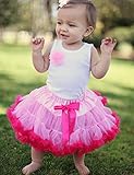 ラッフルバッツ リボン付きシフォンチュチュスカート ピンクホワイトトリム ペチスカート 2-4T