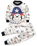 Plus Nao(プラスナオ) 子供用 上下セット セットアップ ツーピース Tシャツ カットソー 長袖 長ズボン ロングパンツ 10分丈 ロングレングス 65 サルB