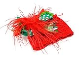 (マッドパイ)Mud Pie ベビー ハット/帽子/ニット帽 130286 CROCHET OSTRICH CHRISTMAS HAT/クリスマス レッド×リボンレッド O/S [並行輸入品]