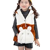 Cutelove　毛皮のベストコート　コート　フード付き　ウインドブレーカー　暖かいセーター　トップス　ふわふわ　袖なし　模倣毛皮　女の子　ガールズ　ベビー　赤ちゃん　幼児　秋　冬　保温　防寒　可愛い