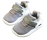 PANCY ベビーシューズ スニーカー 柔らかい子供シューズ 子供靴　 (S（足の長さは12.5cm）, グレー)