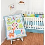 Baby Crib Bedding Set 4 Piece ABC Animals with 4 BONUS Bumper By Sumersault by Sumersault