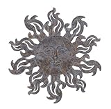 Plutus Brands Metal Sun Wall Decor with Burnished Blue Highlights [並行輸入品]