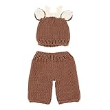 Dovewill 人気　ニ​​ット　　かぎ針編みの服　　新生児　 　小道具　　写真の衣装　　パーティー　　全2色 - 褐色