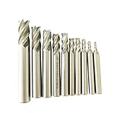 SHINA 10pcs/set 2〜12mm HSS ストレートシャンク 4フルート カッター エンド ミル 4刃スパイラルビット CNC ドリルビットツール 6542 ハイスピードスチール