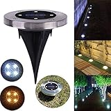 5LED 2個セット ソーラーライト LEDガーデンライト 防犯ライト埋め込み式（防水性優れ） 光センサーで自動点灯/消灯 室外・ガーデン・庭・玄関・芝生・駐車場・階段 (ホワイト)