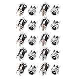 DealMux 20Pcs 5.5mm x 2.1mm 3 Terminals DC Power Socket Mount Connector W Nuts DC-053A