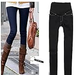 shop-k.p.　マタニティ　デニム調　レギンス パンツ [緊急 ホイッスル セット ] レディース　カジュアル　スリム　 ジーンズ 定番 大きい サイズ　 kp02 (L, ネイビーブルー)