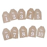Tinksky Number 1-10 Rustic Jute Wedding Table Numbers Hessian Burlap Banner Wedding DecorPack of 10 