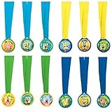 Amscan Superb SpongeBob Birthday Party Mini Award Medals, Teal/Yellow/Blue/Green