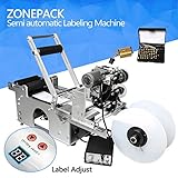 ZONEPACK 110v ラベラー機 ボトルラベラー ラベル貼り機 業務用ハンドラベラー 半自動 シール 各種の瓶に適用する 工業用 事務用 変形しない コーディングマシン付き