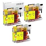 ブラザー brother LC111 互換インクカートリッジ【バウストア】 (イエロー, 3個)