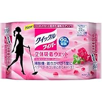 【大容量】クイックルワイパー フロア用掃除道具 立体吸着ウエットシート ローズの香り 32枚