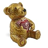 Objet D'Art Release #42 "Beary Beary Sweet" Teddy Bear with Heart Handmade Jeweled Metal And Enamel 