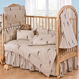 Browning Tan Buckmark - 6 Piece Crib Set includes (Crib Fitted Sheet, Crib Bumper Pad, Crib Headboar