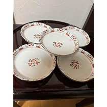 Amazon.co.jp: たち吉 花容 中皿揃 5枚 赤絵 金彩 輪花皿